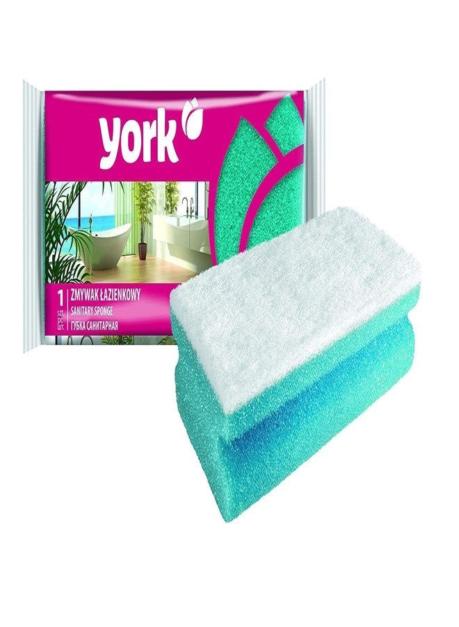 YORK Multipurpose Soft Sponge for Bathroom Tiles, Basin & Sanitary Fittings - Blue, Size 13.5 x 7 x 4.5 CM, Pack of 6, Gentle and Effective Cleaning Sponge for Various Surfaces - Image 1